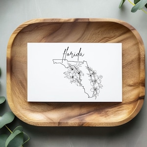 Floral Florida Leinwand Wandkunst, Wohndekor, Geschenk für Floridianer, Wandbehang, Blumen Kunst, Karte Decor 12 x 9, 14 x 11, 18 x 12