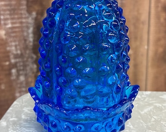 Fenton cobalt blue fairy lamp