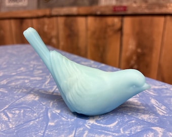 Westmoreland blue milk glass bird