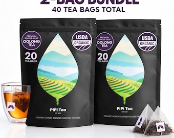 Pipi tea - Organic Honey Scented Oolong Tea Bags – Whole Leaf, Smooth Brew (40 Count)