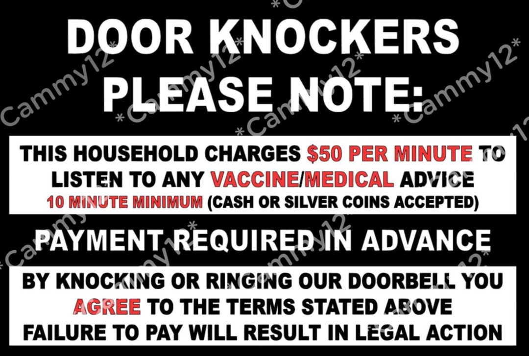 Door Knockers No Solicitation for Vaccine / Medical for Silhouette, Cricut and Other Craft
