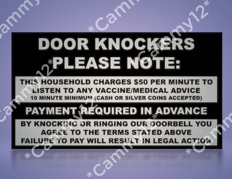 Door Knockers No Solicitation for Vaccine / Medical for Silhouette, Cricut and Other Craft
