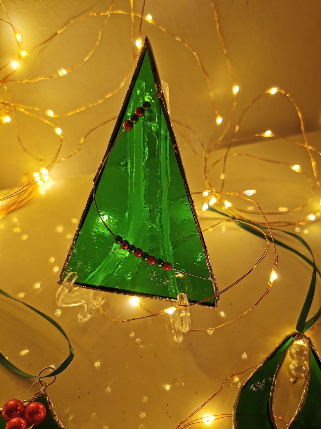 Stained Glass Christmas Tree Decorations Bauble Sun Catcher Etsy