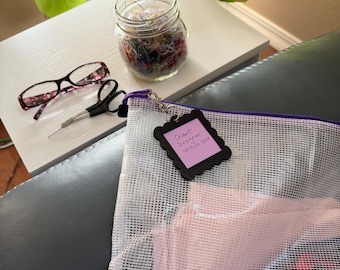 Étiquettes pour sacs à projets à bord festonné, organisateur de travaux d'aiguille réutilisable (notes Post-it 2" x 2")