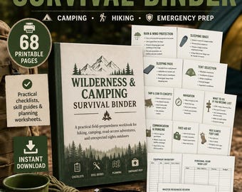 Wilderness Camping Survival Binder | Printable Emergency Preparedness Guide (68 Pages)