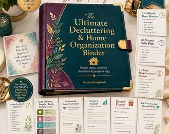 Decluttering Home Organization Binder | Printable Declutter Planner, Cleaning Checklists, Progress Tracker