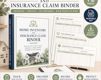 Home Inventory and Insurance Claim Binder (72-Page Printable PDF)