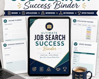 Job Search Success Binder | Resume Planner, Application Tracker (Digital Download)