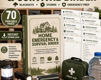 Home Emergency Survival Binder | 70-Page Preparedness Guide (Digital Download)