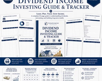 Dividend Investing Guide & Tracker | Beginner Stock Income, Reinvestment (PDF)