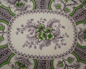 SALE Stone China quot Water Lilly quot Transferware Platter Purple and Green