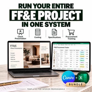 Modelo de Sistema de Mobiliário, Equipamentos e Acessórios para Design de Interiores | Cronograma de Gerenciamento de Projetos + Apresentação ao Cliente