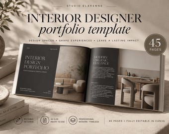 Modello per portfolio di interior design / Presentazione Canva di 45 pagine / Portfolio di architettura (prodotto digitale) / stampabile / PowerPoint