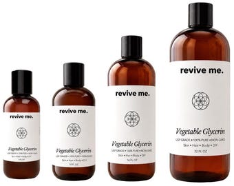 Pure Vegetable Glycerin USP Grade for Skin, Natural Liquid Humectant, Multi Size 5 oz to 32 oz