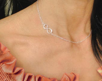 Infinity Necklace Silver, Friendship Necklace, Sideways Infinity Necklace, Gift for Friend Love Necklace, Gift For Mom, Dainty Infinity