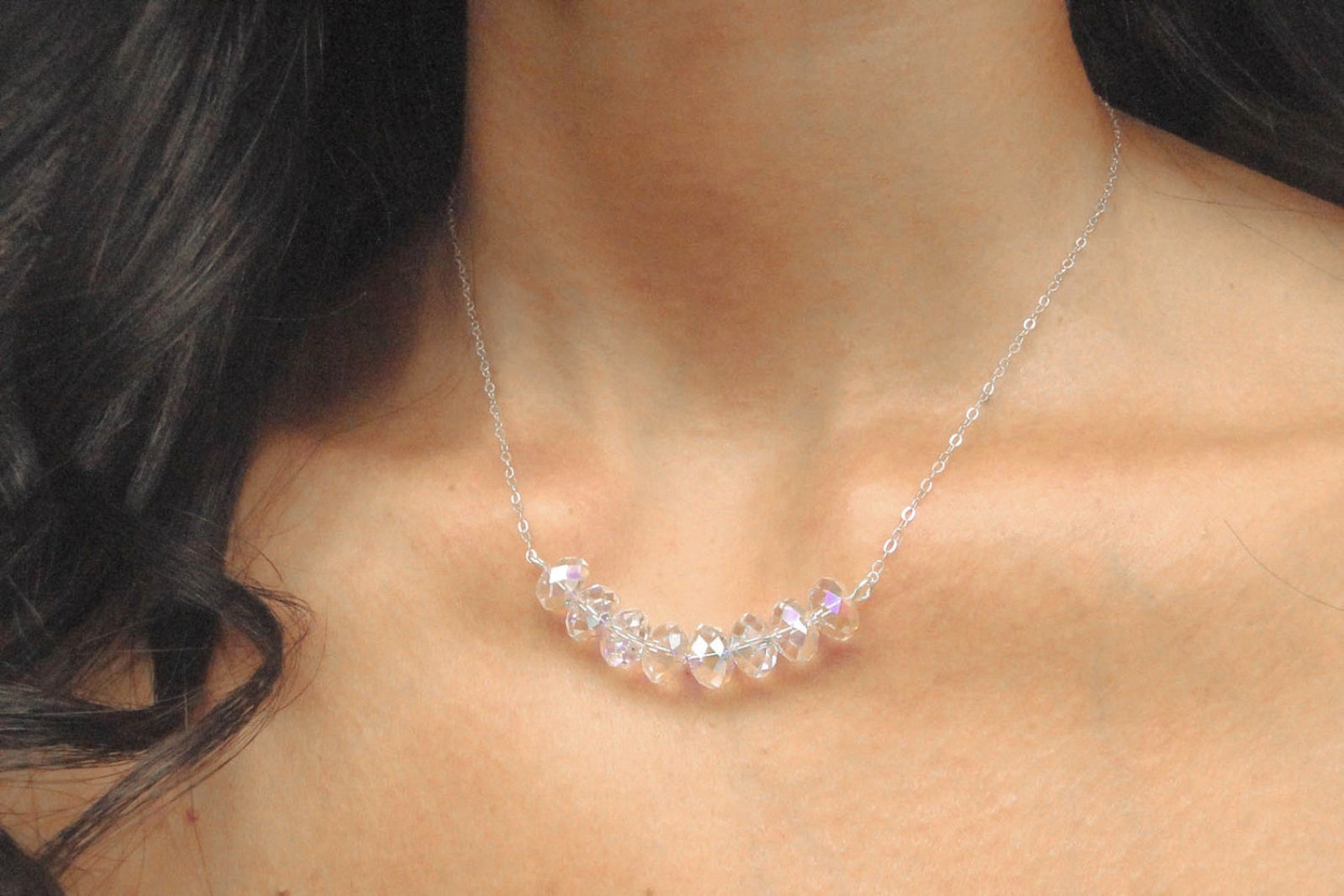 Crystal Bead Necklace Swarovski Crystal Necklace Carrie image 0.