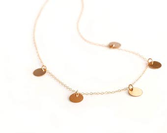 Choker Ketting Goud, Coin Ketting, Zilveren Munt Ketting, Coin Ketting, Sierlijke Cirkel Ketting, Gelaagde Choker, Disc Ketting