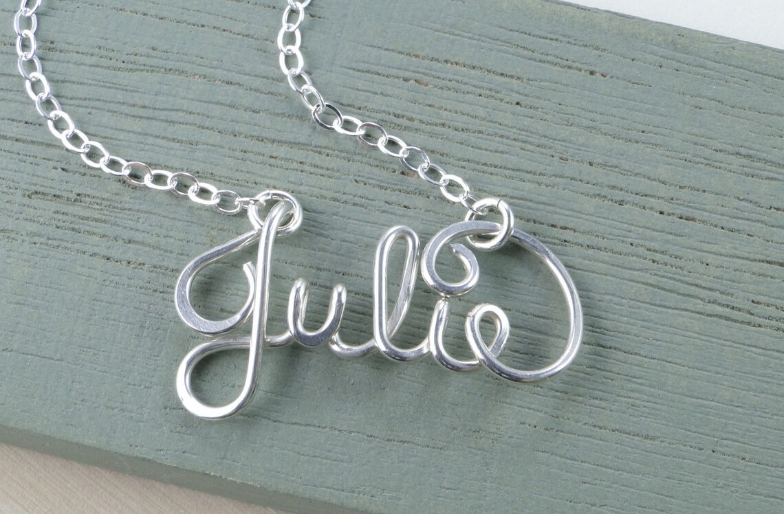 Wire Name Necklace Personalized Name Custom Jewelry Silver Etsy Hong Kong