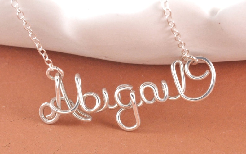 Personalized Name Necklace, Custom Name Necklace, Bridesmaid Gift, Silver Name Necklace, Gold Name Necklace, Wire Necklace, Word Necklace image 7