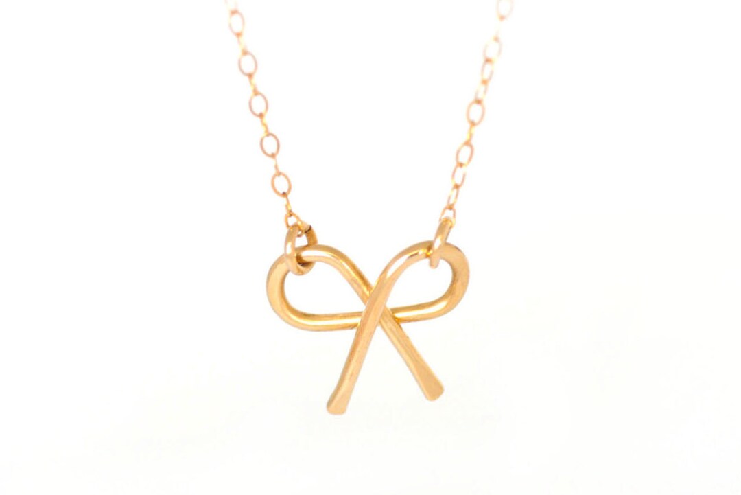 Gold Bow Necklace Silver-gold Bow Jewelry, Bow Charm, Wire Jewelry ...