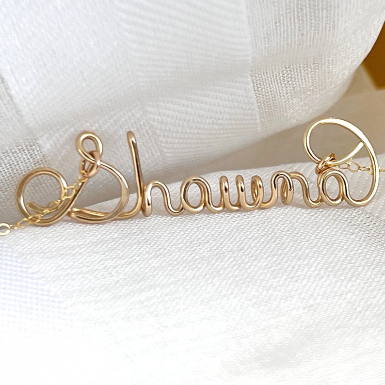 Personalized Name Necklace, Custom Name Necklace, Bridesmaid Gift, Silver Name Necklace, Gold Name Necklace, Wire Necklace, Word Necklace image 4
