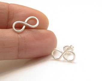 Infinity Earrings- Silver Infinity Stud Earrings, Wire Earrings, Friendship Earrings, Dainty Earrings, Stocking Stuffer, Christmas Gift