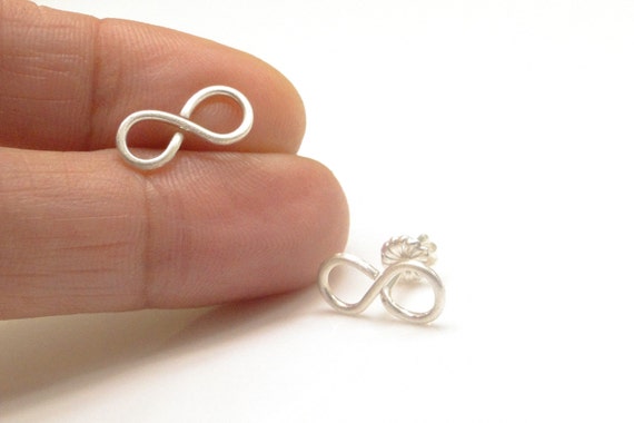 Infinity Earrings- Silver Infinity Stud Earrings, Wire Earrings, Friendship Earrings, Dainty Earrings, Stocking Stuffer, Christmas Gift