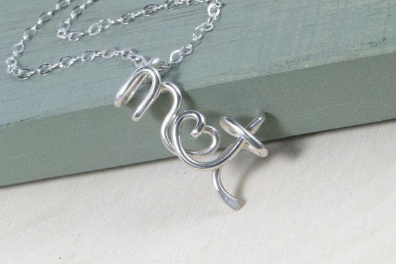 Silver Initial Necklace- Name Necklace, Christmas Gift, Wedding Gift, Anniversary Gift, Gift For Her, Couples Necklace, Gift for Bride