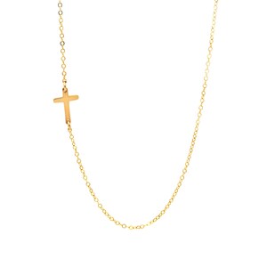 Gold Cross Necklace, Silver Sideways Cross, Christian Jewelry, Cross Jewelry, Religious Necklace, Choker Necklace, Tiny Cross Jewelry image 3