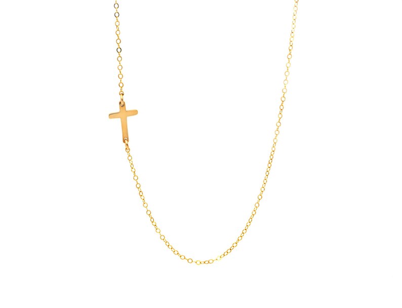 Gold Cross Necklace, Silver Sideways Cross, Christian Jewelry, Cross Jewelry, Religious Necklace, Choker Necklace, Tiny Cross Jewelry image 3