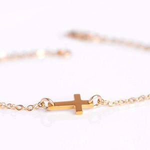 Cross Bracelet Gold Cross Bracelet, Religious Gift for Woman, Silver ...
