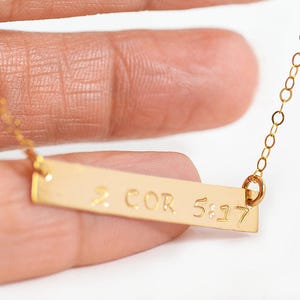 Bar Necklace Personalized, Dainty Bar Necklace, Gold Bar, Silver Bar, Word Necklace, Personalized Name Necklace, Handstamped Bar Necklace image 2