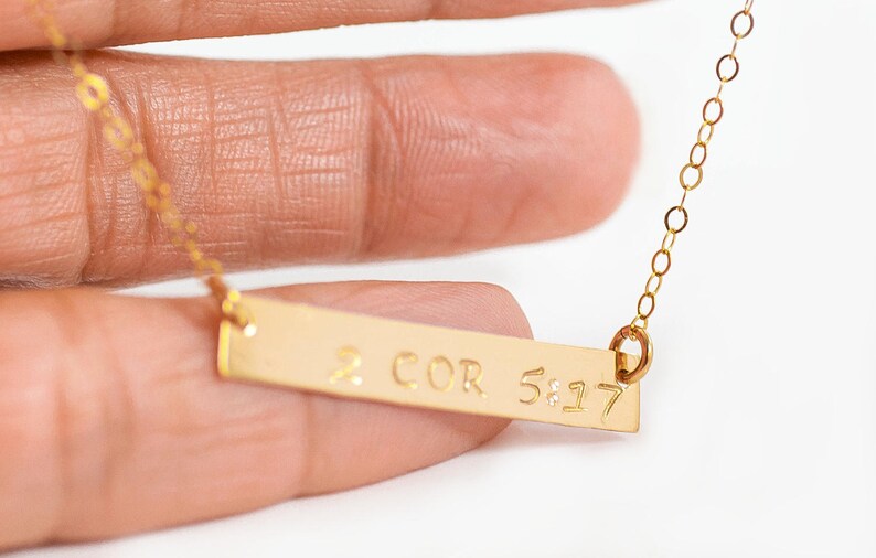 Bar Necklace Personalized, Dainty Bar Necklace, Gold Bar, Silver Bar, Word Necklace, Personalized Name Necklace, Handstamped Bar Necklace image 2