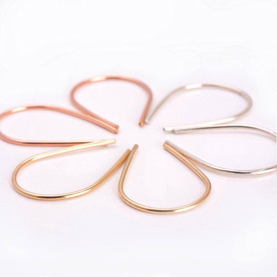 Hoop Earrings Silver- Rosegold Earrings, Wire Earrings, Gold Wire Hoops, Silver Hoop Earrings, Horseshoe Earrings, Hoops, Geometric Earrings