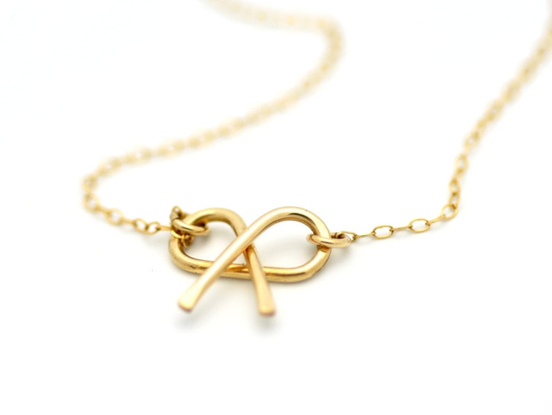 Bow Charm Bridesmaid Gift Small Bow Pendant,Delicate Bow Necklace Gold Bow Necklace Silver-Gold Bow Jewelry Wire Jewelry