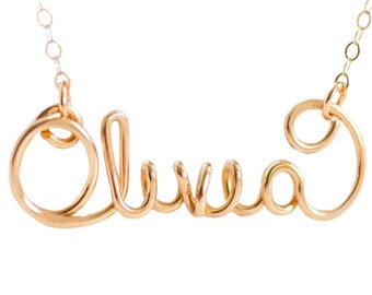 Name Necklace Gold, Easter Gift, Custom Name Necklace, Gold Name Necklace, Silver Name Necklace, Personalized Name Necklace, Wire Necklace