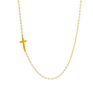 Gold Cross Necklace, Silver Sideways Cross, Christian Jewelry, Cross Jewelry, Religious Necklace, Choker Necklace, Tiny Cross Jewelry image 1