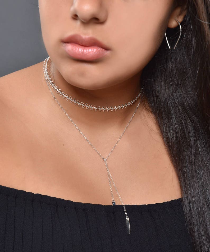 Choker Necklace Adjustable, Silver Choker, Gold Choker Necklace, Gold Layer Necklace, Dainty Necklace, Christmas Gift for her image 4