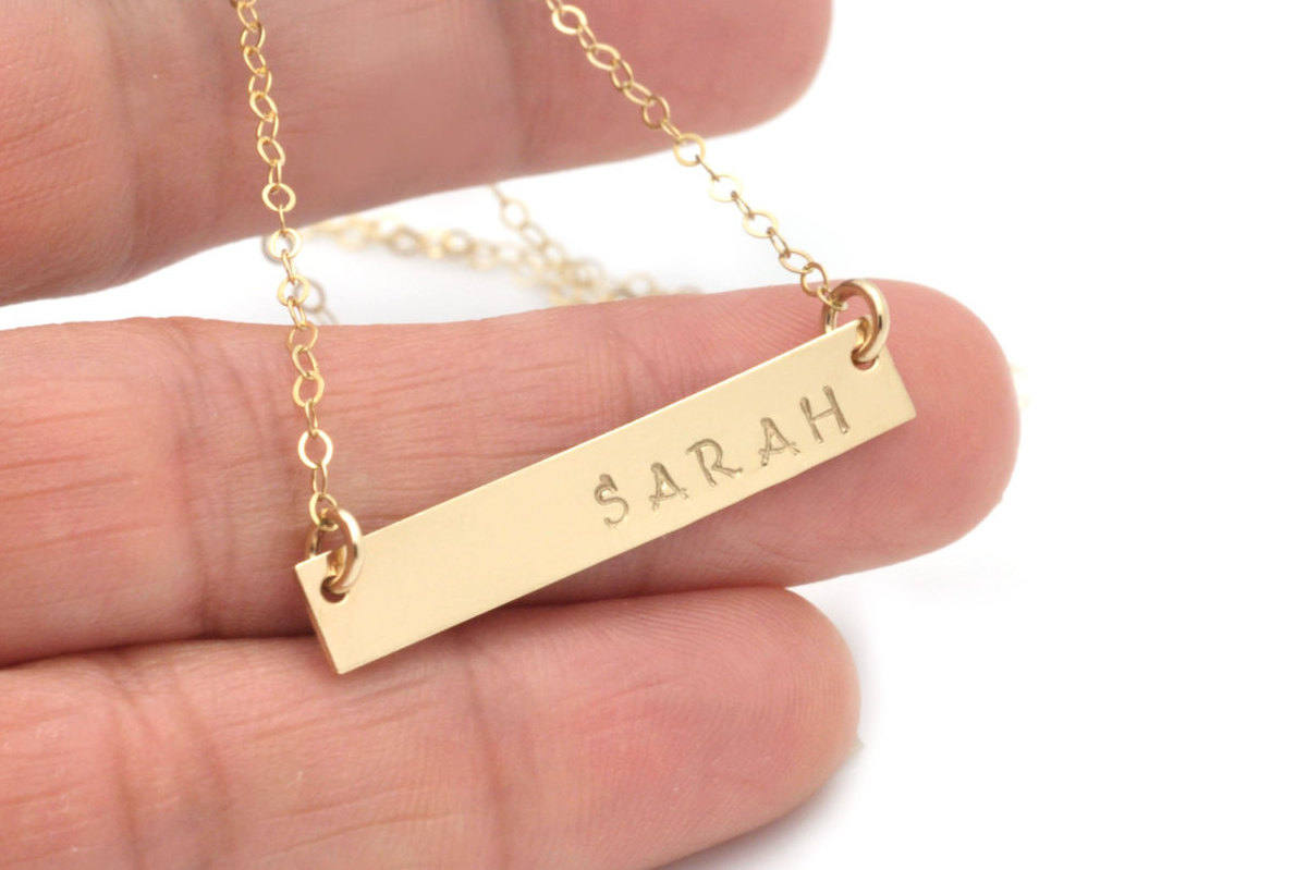 Bar Necklace Gold, Bar Necklace Sterling Silver, Bar Necklace Personalized, Name Necklace