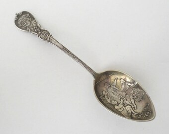 Eagle pre-owned stem on Silver Plated Souvenir Spoon top Columbus with Bust