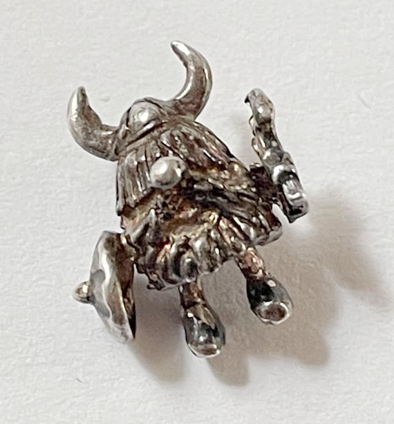 Tiny Mechanical Viking Sterling Silver Charm, 1.5… - image 1