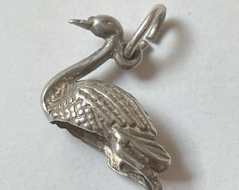 Vintage Sterling Silver English Swan Charm, 2.2 Grams, for Charm Bracelet