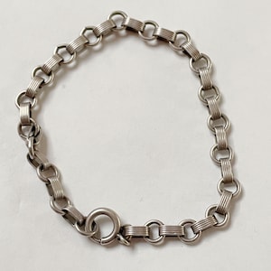 1950s Sterling Silver Charm Link Bracelet 7.5 Grams, 7.2&quot;, AS IS
