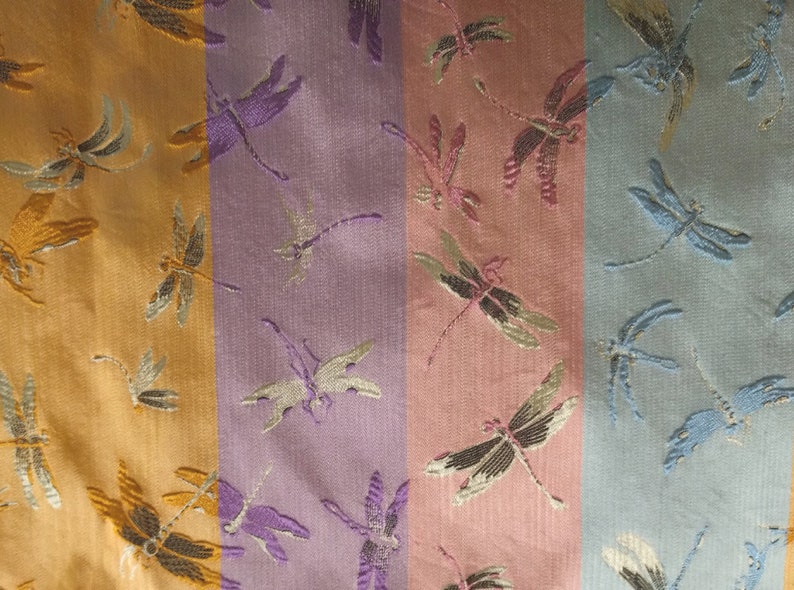 4 Yards of Woven Silk Dragonfly Brocade Upholstery Fabric for Pillows and Cushions 30 Wide