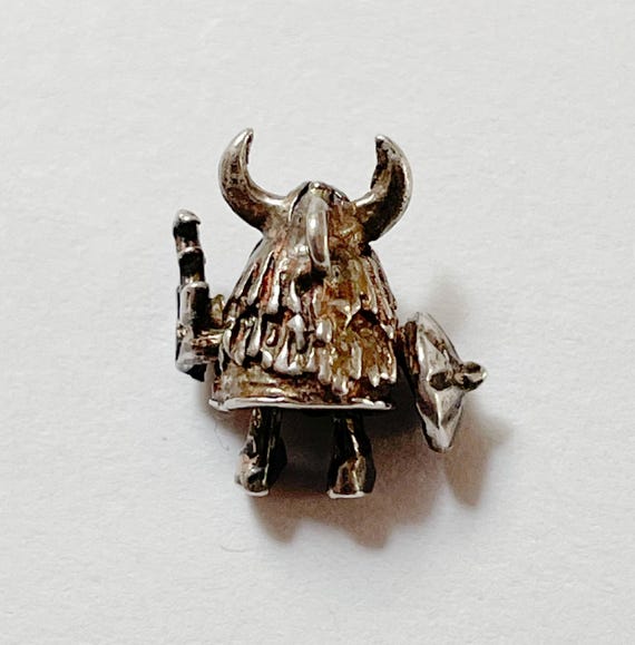 Tiny Mechanical Viking Sterling Silver Charm, 1.5… - image 3