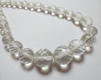 1950s Faceted Lead Crystal Choker/Necklace, 17" Long, Graduated Crystals, Secretary Chic