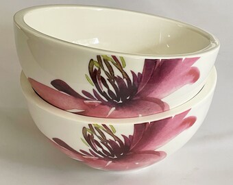 2 Villeroy & Boch Porcelain Artesano Flower Art Rice Bowls, Appear Unused, Made in Germany