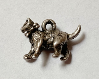 MEOW Solid Sterling Silver Cat with Bow Charm, 2.2 Grams, for Charm Bracelet