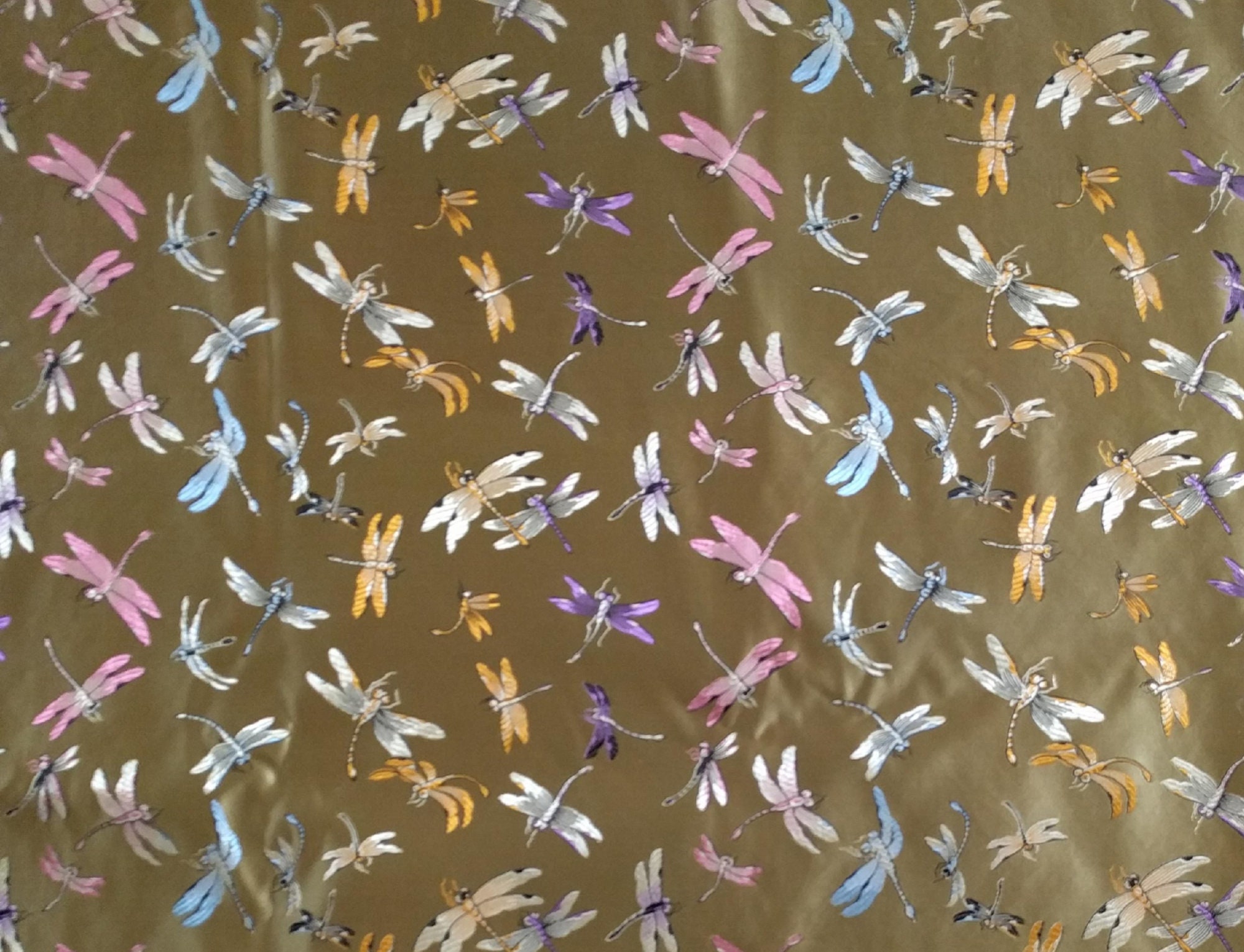 4 Yards of Woven Silk Dragonfly Brocade Upholstery Fabric Etsy