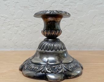 Neiman Marcus Italian Baroque-Style Silver Plate Candleholder/Candlestick, 4.4" Tall, Heavy, Please See All Details